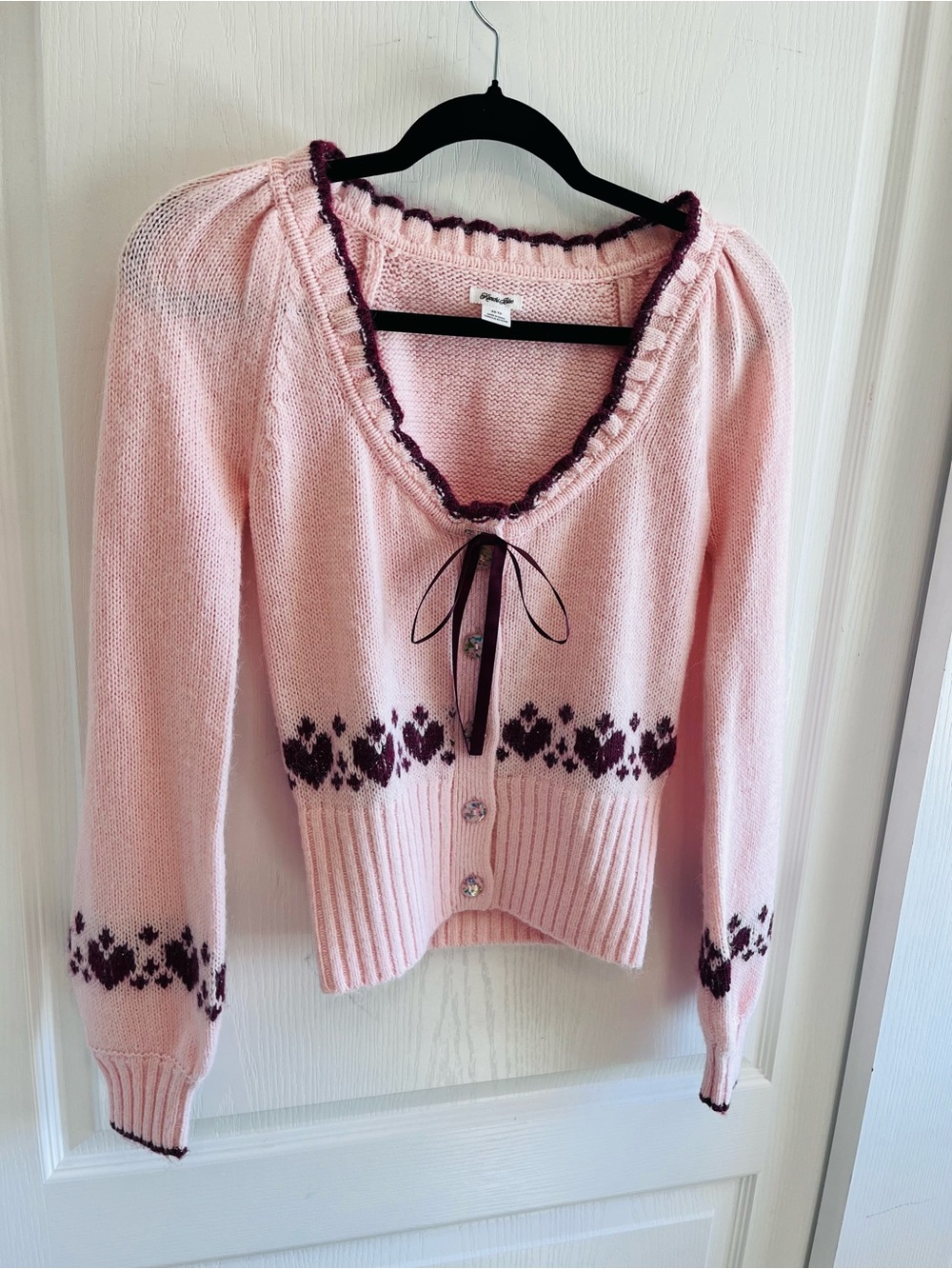 Urban Outfitters Kimchi Blue Alice Femme Fair Isle Cropped Cardigan XS NWOT - Picture 6 of 13